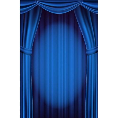 Blue Curtain Photographic Backdrop Vinyl Cloth Backgrounds for Children Baby Stage Show Birthday Party Photophone Photo Studio