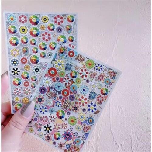 Japanese 3D Happy Flower Nail Art Stickers Self Adhesive Sliders Cartoon Designs Nail Foils Decals Manicure Decoration