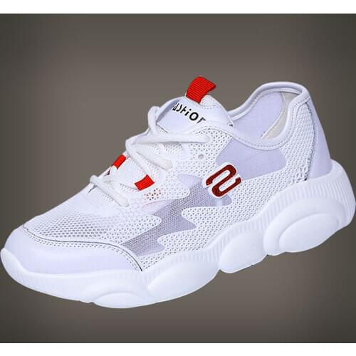 Womens Shoes New Mesh Sports Shoes With High Leather Thick Soles Ultra-high Air Cushioned Shoes Breathable Student Sandals