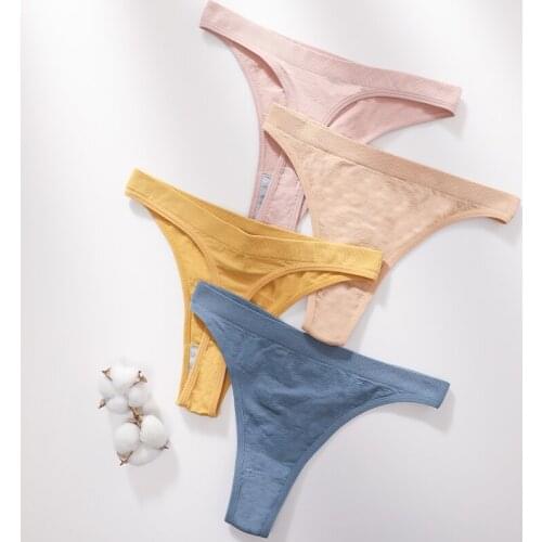 Womens Thongs G-string Panties Female Low Waist Briefs Cotton Underwear Sexy Lingerie Breathable Brazilian Thongs Ladies T-back