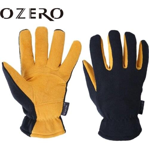 OZERO Motorcycle Gloves Leather Genuine Deerskin Cold-Proof Motocross Motorbike Racing Riding Ski Heated Moto Gloves Winter 8007