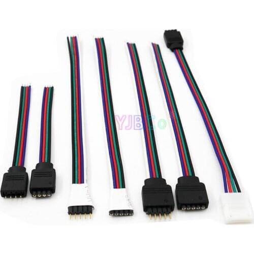 10pcs/lot 4pin 5Pin Male Female Plug Cable Connector Wire for SMD 5050 3528 RGB RGBW led Strip lighting Connection Terminals