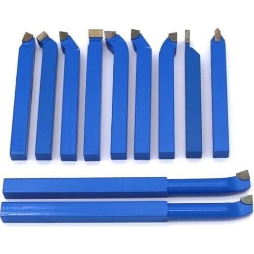 11pcs Metal Carbide Welding CNC Lathe Tools Carbide Brazed Tipped Cutter Tool Bit Cutting Kit 8mm 10mm Optional