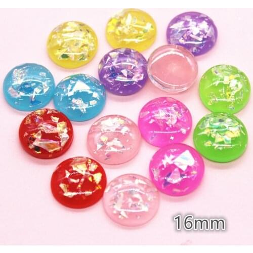 30pcs 16mm Mix Colors Cute Glitter Resin Round Flat back Art Decoration Charm Craft DIY Accessories