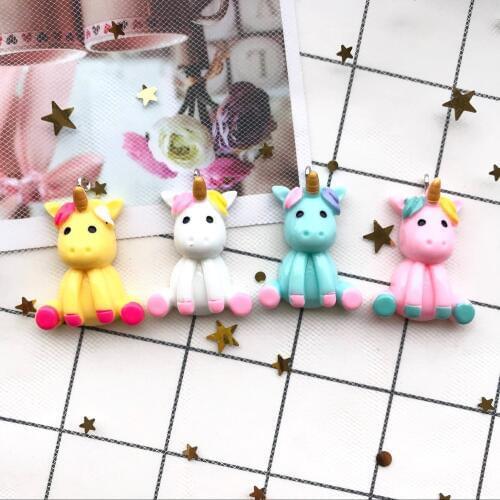 31*23mm 10pcs Kawaii resin Fashion unicorn Charms for DIY decoration neckalce earring key chain Jewelry Making