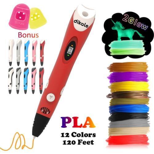 Dikale 3D Printing Pen Newest Version 3D Stift Drawing Printer Pens Pencil Non-Clogging Bonus Stencils eBook Kid Adult Arts Gift