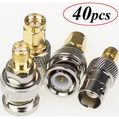 40Pcs 10 Set BNC To SMA Type Male Female RF Kit Adapter Connector Test Converter