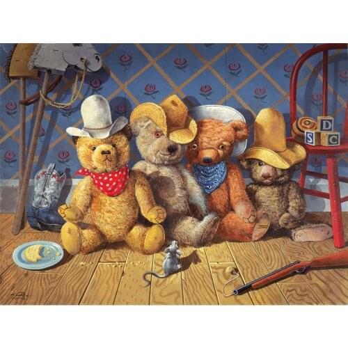 5D DIY diamond painting Western Cowboy Doll Bear Full Drill Embroidery Cross Stitch Mosaic Craft Kit Home Decor Christmas Gift