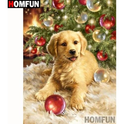 HOMFUN Full Square/Round Drill 5D DIY Diamond Painting "Animal dog" Embroidery Cross Stitch 5D Home Decor Gift A18194