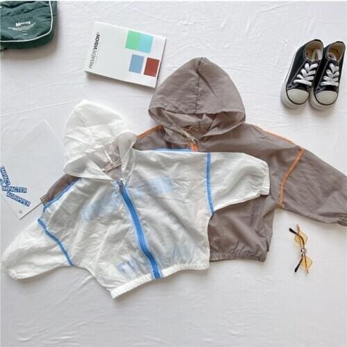 2 3 4 5 6 7 Years Toddler Boys Jackets Casual Letter Printed Hood Jacket For Boy Summer Baby Sun Protection Clothing New Arrival