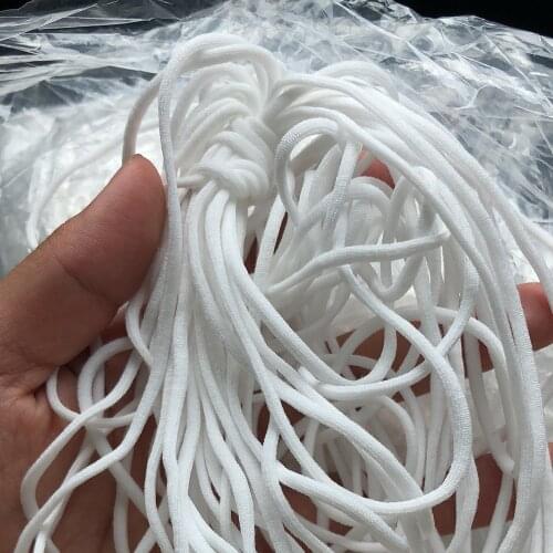 INNE 3mm 50 Meters White Black Thin Round Elastic Band Elastic Rubber Ear Hanging Rope Handmade DIY elastic Tape sewing For Mask