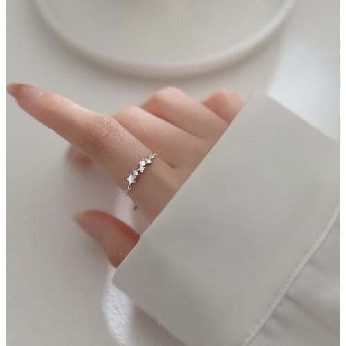 100% Real 925 Sterling Silver Star Creative Design Rings Adjustable For Girls Lady Jewelry Childrens Day Gifts