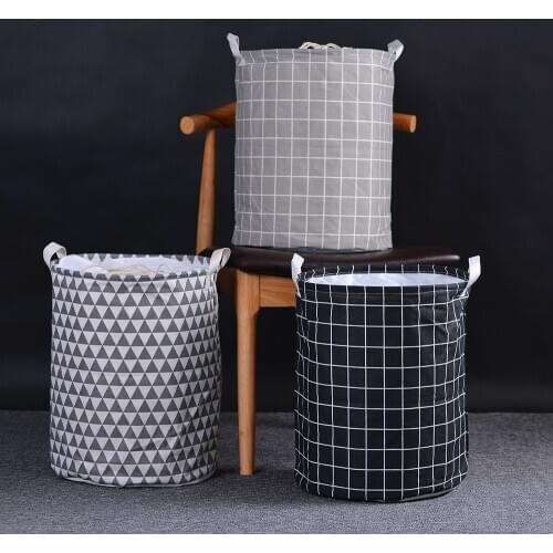 Large Capacity Foldable Closure Laundry Basket Cotton Linen Kids Toy Buckets Clothes Organizer Clothes Storage Basket