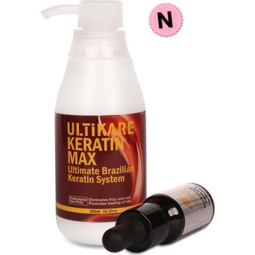 Free 10ml Moroccan Argan Oil with 300ml Brazilian Keratin Treatment At Home 5% Keratin Straightening Repair for Curly Hair