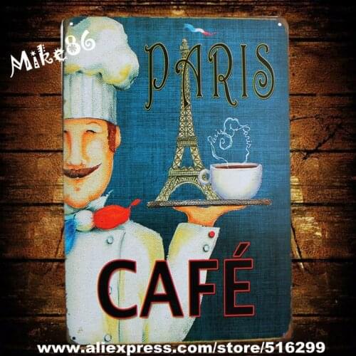 [ Mike86 ] Paris Cafe Metal Plaque Vintage craft cafe Decor AA-157 Mix order 20*30 CM