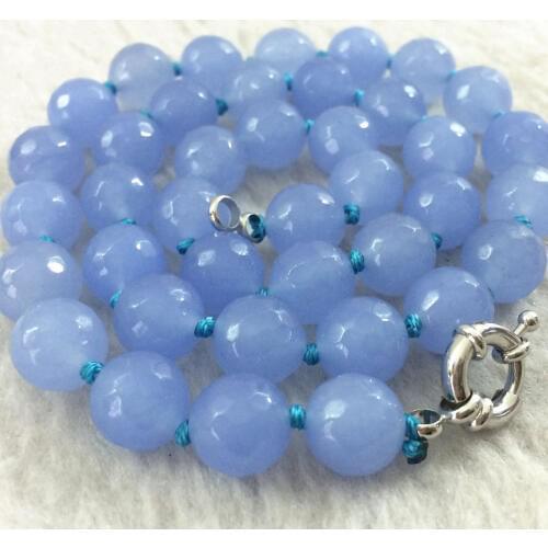 Fashion natural stone chalcedony jades 10mm faceted round beads women chain choker jewelry chain necklace choker 18inch B1014