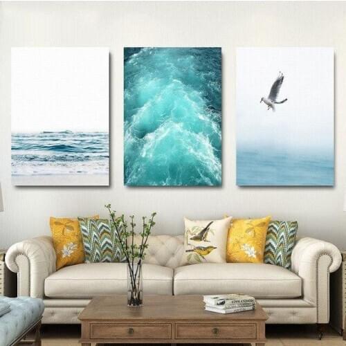 Home Decor Modular Canvas Picture art seascape Ocean beach a living room Poster Home wall Canvas Painting Wholesale