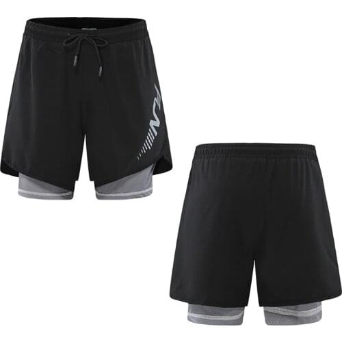 Male Double-Deck Quick Drying Sports Men Shorts Jogging Gym Shorts Men New Mens Running Shorts Mens 2 In 1 Sports Shorts