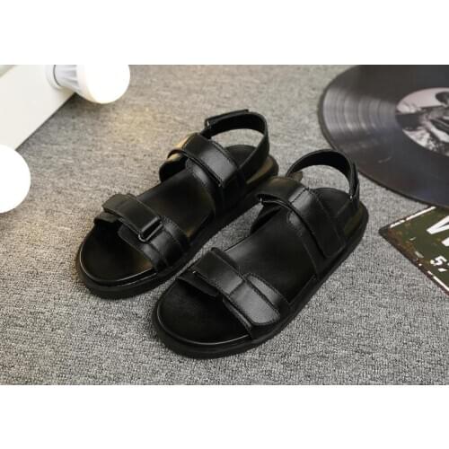 Men Sandals Black Leather Punk Style Leisure Summer Hot Mens Gladiators New Arrival 2018