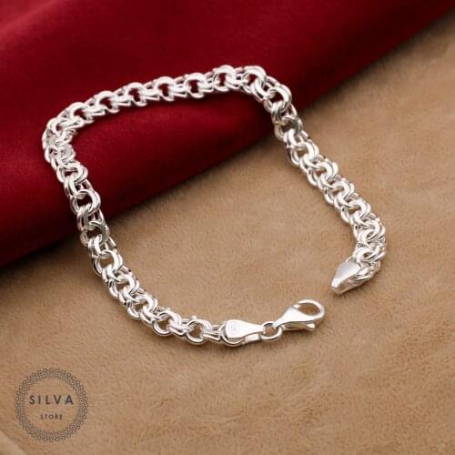 Silva Original 925 Sterling Silver 6MM Bracelets for Men S925 Silver Fashion Jewelry Gift Mens Cable Chains