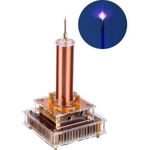 Musical Tesla Coil Plasma Horn Electronic Science Technology Experiments Educational Toys - (Golden Base + Golden Coil) US Plug