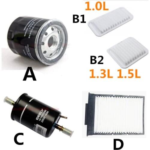 Car air/conditioning/fuel/lubricating oil four filter kit for Geely LC ,Geely GX2,Geely Emgrand XPandino,Panda