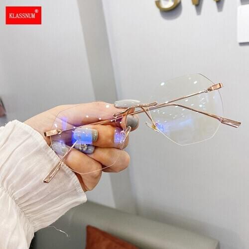 Blue Light Blocking Rimless Glasses Frame Women Spectacle Myopia Transparent Glasses Men Eyeglasses Optical Frames Adult Glasses