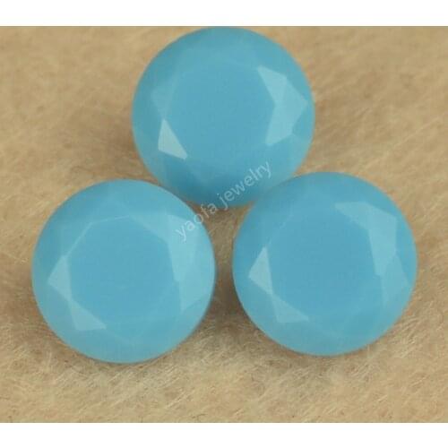 Wholesale 2~12mm 5A Blue Color Turquoise Synthetic Gems Glass Beads Round Brilliant Shape Cut Loose Glass Stone For Jewelry DIY