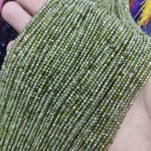 Wholesale Natural Tiny Faceted Olive Green Zircon Stone Bead 2 3 4MM Small Loose Beads For DIY Jewelry Making Beadwork Necklace