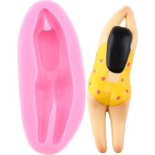 Swimming Girl Silicone Moulds Chocolate Fondant Mold Cake Decorating Tools DIY Party Cupcake Topper Mould Candy Resin Clay Molds