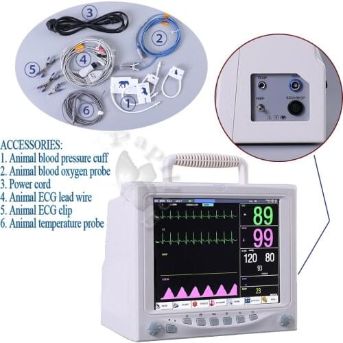 12 Inch Portable Patient Monitor Hospital ICU Monitor Veterinary Monitor for Pet Parameter Clinic Animal Monitor Equipment