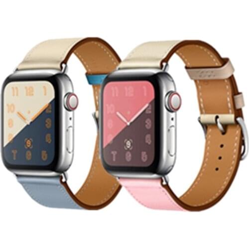 Mix color leather for apple watch bands 38mm 42mm 40mm 44mm business wristband strap for iWatch 5 4 3 2 1 watchband replacement