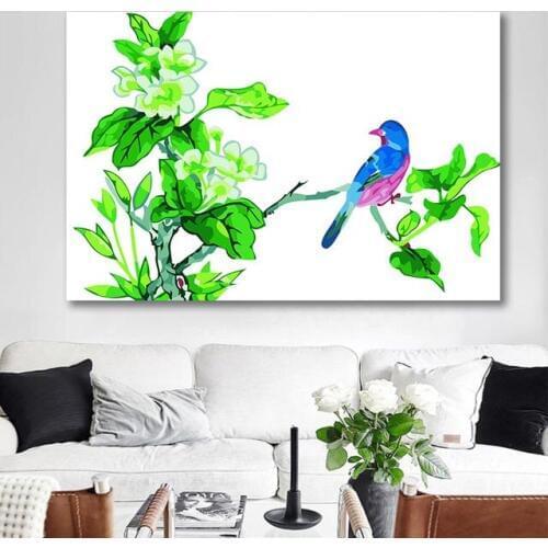 DIY colorings pictures by numbers with colors Chinese wind and flower bird picture drawing painting framed Home