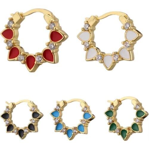 HECHENG,1 pair,Colorful Flower Garland Ear Clasp,Small Hoop Earrings,For Women Christmas Gift Jewelry