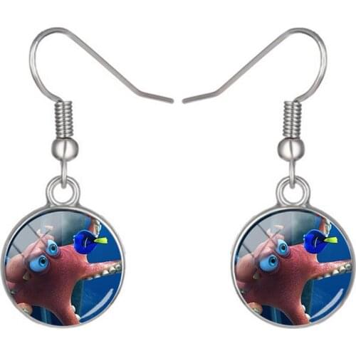 Disney Finding Nemo Pattern Pendant Art Earrings Handmade Glass Cabochon Fish Hook Earrings Jewelry Ladies Gifts