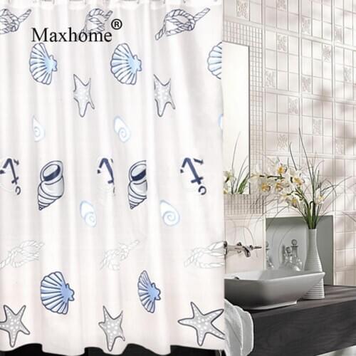 Mediterranean Waterproof Shower Curtain Thickened With12pcs Curtain Hooks Rings Home Deco Accessories Bathroom 180*180