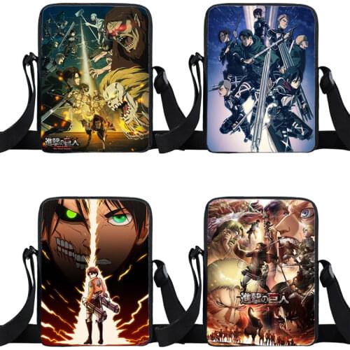 Anime Attack on Titan Shoulder Bag Students Handbags Cartoon Levi Mikasa Eren Crossbody Bags Boys Girls Small Bag Messenger Bags