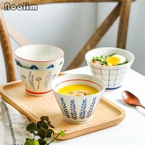 Japanese Ceramic Hand Painted Noodle Ramen Dessert Bowl Restaurant Porcelain Retro Soup Rice Salad Bowl Kitchen Tableware 400ML