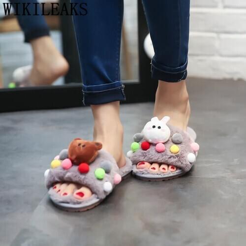 Ladies slippers home shoes flat home spring plush slippers winter shoes cute slippers for women female shoes 42 big size women