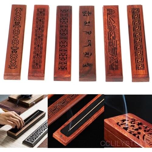 1pcs Wooden Hollow Lying Incense Box Incense Burner Box Incense Stick Holder Drawer Joss-stick Box Aromatherapy
