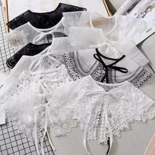 1PCs New Women Lace Fake Collar Blouse Cloud Shoulder Doll Collar Detachable Shirt Collar Blouse Top Women Clothes Accessories