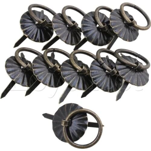 10pcs Mini Vintage Bronze Kitchen Cupboard Cabinet Round Drop Handles Knobs
