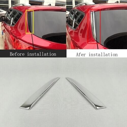 2pcs Tailgate Tail Door Side Wing Cover Trim Bezel Mold Decoration Protection Accessories Chrome For Ford Escape Kuga 2013-2017