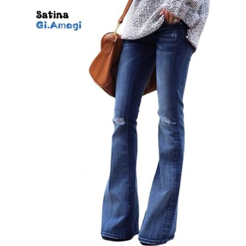 2020 Fall Winter Mom Jeans High Waist Mujer Flare Jeans For Women Denim Skinny Jeans Wide Leg Female Pants Plus Size Ladies