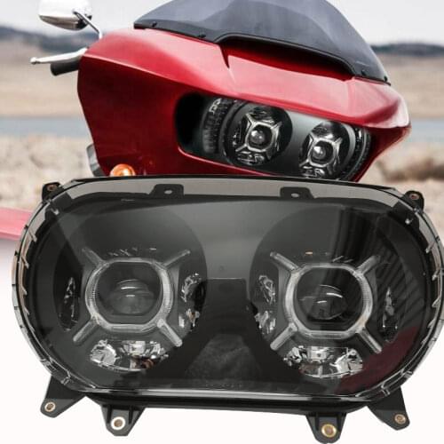 2021 Newest 124W Dual LED Headlight for Harley Road Glide 2015 2016 2017 2018 2019 2020 Motorcycle Headlamp Replacement Black