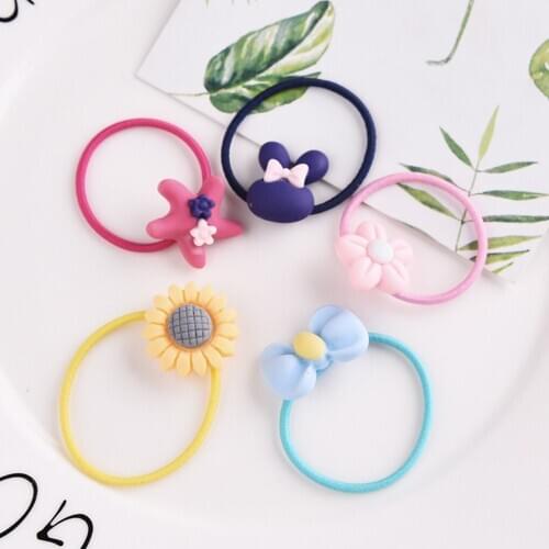 30PCS/Set Girls Colorful Flower Hair Bands Children Ponytail Holder Rubber Bands Headband Kids Hair Accessories Random Color