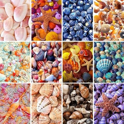 5D DIY Diamond Painting Conch Starfish Shell Diamond Embroidery Rhinestone Picture Mosaic Home Decoration Cross Stitch Kit Gift