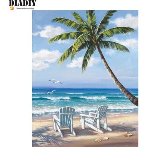5D DIY round&square Diamond Mosaic Beach & coconut Diamond Embroidery Diamond Painting Cross Stitch Rhinestone Mosaic Painting