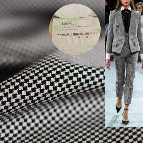 White Waxberry Japanese Black White Dots Yarn Dyed Worsted Wool Fabrics Material Women Suits Sewing Tailor Cloth Freeshipping