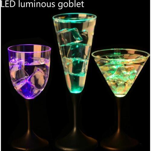 LED Luminous High 250ML Red Wine Glass 250ML Cocktail Glass 220ML Champagne Glass PS Material for Bar Party Christmas Gift